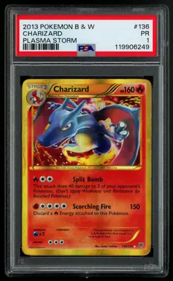 PSA 1 Charizard 2013 Pokemon Black & White Plasma Storm 136/135 - Image 1