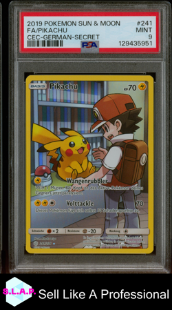 FA/PIKACHU CEC-GERMAN-SECRET POKEMON SUN & MOON COSMIC ECLIPSE 2019 241 PSA 9 - Image 1