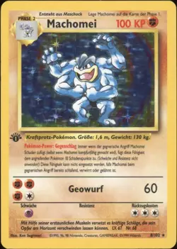1999 Pokemon GERMAN 1st Edition Base Set Machomei-Machamp Holo 8/102 GOOD - Image 1