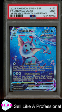 FA/AQUANA VMAX VPRN.VMX.PRM.COLL-GER POKEMON SWSH BLCK STAR PROMO 2021 182 PSA 9 - Image 1