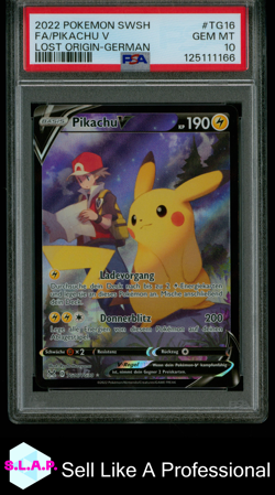 FA/PIKACHU V LOST ORIGIN-GER POKEMON SWORD & SHIELD LOST ORIGIN 2022 TG16 PSA 10 - Image 1
