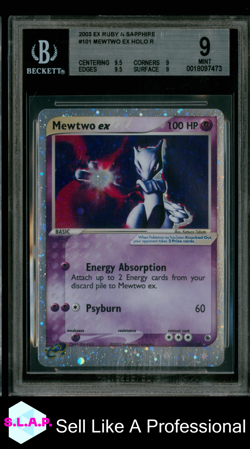 MEWTWO EX POKEMON 101/109 2003 EX RUBY & SAPPHIRE HOLO ENGLISH BGS 9 - Image 1