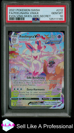 FA/FEELINARA VMAX EVOLVING SKIES-GER-SECRET POKEMON SWSH 2021 212 PSA 10 - Image 1