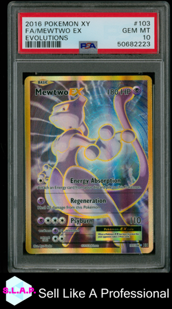 MEWTWO EX POKEMON 103/108 2016 EVOLUTIONS HOLO ENGLISH PSA 10 - Image 1