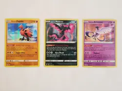 Pokemon Evolving Skies Set of 3 Galarian Moltres 093 Articuno 063 Zapdos 082 NM - Image 1