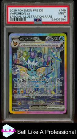 VAPOREON EX SPECI4L ILL RARE POKEMON GER PRISMATIC EVOLUTIONS 2025 149 PSA 9 - Image 1