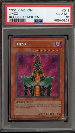 Yu-Gi-Oh! Jinzo Booster Pk. Tin Secret Rare Promo BPT-011 PSA 10 Gem Mint - Image 1