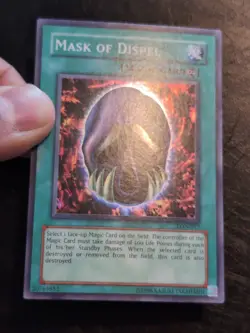 Yu-Gi-Oh! SUPER RARE CARD MASK OF DISPEL LON-017 1996 VINTAGE PRINT VLP - Image 2