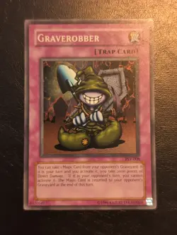 Yu-Gi-Oh! SUPER RARE HOLO CARD GRAVEROBBER PSV-008 1996 VINTAGE PRINT NM/VLP - Image 1