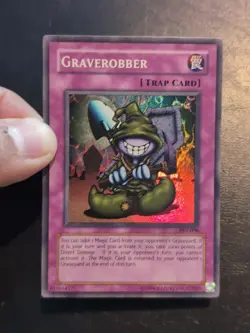 Yu-Gi-Oh! SUPER RARE HOLO CARD GRAVEROBBER PSV-008 1996 VINTAGE PRINT NM/VLP - Image 3