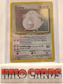 PACK FRESH Chansey - 3/102 Pokemon Base Set Unlimited Holo Rare Card WOTC MINTX5 - Image 1