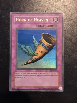 Yu-Gi-Oh! ULTRA RARE HOLO CARD HORN OF HEAVEN MRD-130 VINTAGE PRINT LP - Image 1