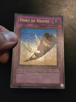 Yu-Gi-Oh! ULTRA RARE HOLO CARD HORN OF HEAVEN MRD-130 VINTAGE PRINT LP - Image 2
