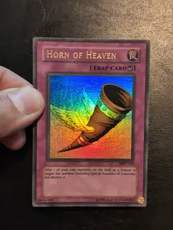 Yu-Gi-Oh! ULTRA RARE HOLO CARD HORN OF HEAVEN MRD-130 VINTAGE PRINT LP - Image 3