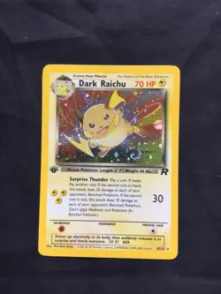 Pokemon Cards: Team Rocket 1st Edition Rare Holo: Dark Raichu 83/82 - Image 1