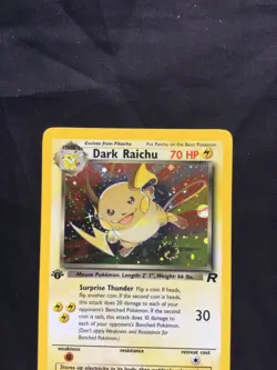 Pokemon Cards: Team Rocket 1st Edition Rare Holo: Dark Raichu 83/82 - Image 2