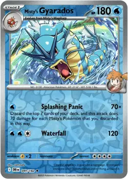 Misty's Gyarados 💦 049/182 Rare Reverse Holo Pokemon Sv10: Destined Rivals - Image 1