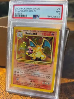 Pokemon Charizard #4/130 Holo Rare 2000 Base Set 2 PSA 7 NM - Image 1