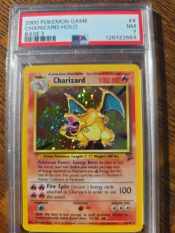Pokemon Charizard #4/130 Holo Rare 2000 Base Set 2 PSA 7 NM - Image 2