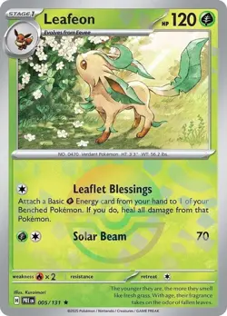 Leafeon 🍃 005/131 PokeBall Rare Holo NM Pokemon Sv: Prismatic Evolutions - Image 1