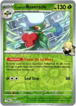 Cynthia's Roserade 🍃 008/182 Rare Reverse Holo NM Pokemon Sv10: Destined Rivals - Image 1