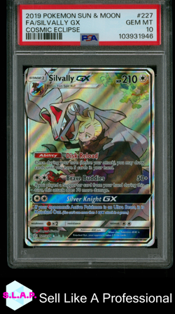 FA/SILVALLY GX COSMIC ECLIPSE POKEMON SUN & MOON COSMIC ECLIPSE 2019 227 PSA 10 - Image 1