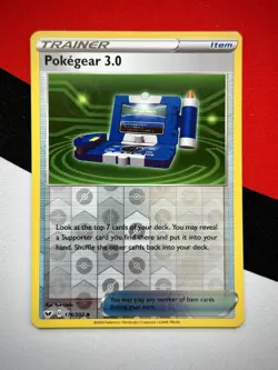 Pokegear 3.0 Reverse Holo Trainer 174/202 Sword & Shield Pokemon NM - Image 1