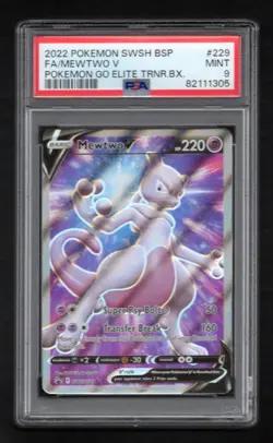 Mewtwo V SWSH229 PSA 9 2022 Pokemon Sword & Shield Pokemon Go Promo Full Art AF - Image 1
