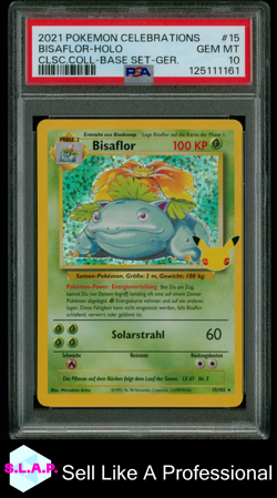 BISAFLOR-HOLO CLSC.COLL-BASE SET-GER. POKEMON CELEB CLSC. COLL. 2021 15 PSA 10 - Image 1
