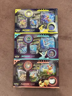 Pokemon TCG VMAX Premium Collection Box Vaporeon, Flareon, Jolteon Set of 3 - Image 1