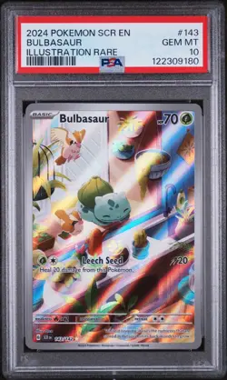 Pokemon Bulbasaur Holo Card SV07 Stellar Crown Illustration Rare 143/142 PSA 10 - Image 1