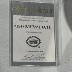 Pokemon Mewtwo 23k Gold Plated Trading Card Burger King Promo 1999 Blue Box SSP - Image 4
