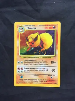 Pokemon Cards: Jungle Rare Holo: Flareon 3/64 No Symbol Error - Image 1