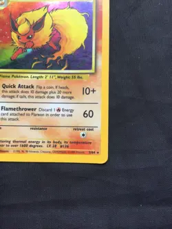 Pokemon Cards: Jungle Rare Holo: Flareon 3/64 No Symbol Error - Image 5