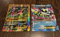 Pokemon JUMBO Oversized Gold Mega Rayquaza & Primal Kyogre Promo Cards See Pics - Image 1