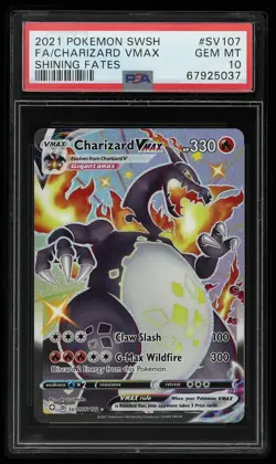 2021 POKEMON SWORD & SHIELD SHINING FATES #SV107 FULL ART/CHARIZARD VMAX PSA 10 - Image 1