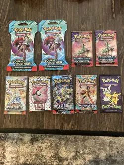 pokemon pack lot (9 Packs!) prismatic, 151, Journey Together, Etc ALL SEALED/NEW - Image 1