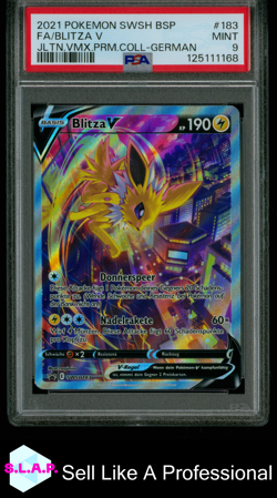 FA/BLITZA V JLTN.VMX.PRM.COLL-GER POKEMON SWSH BLACK STAR PROMO 2021 183 PSA 9 - Image 1