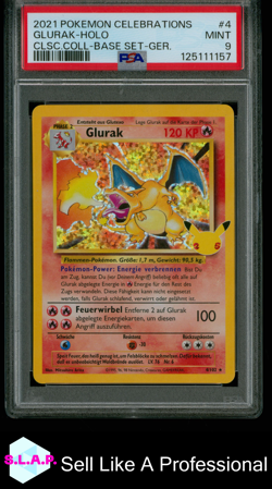 GLURAK-HOLO CLSC.COLL-BASE SET-GER. POKEMON CELEB CLSC. COLL. 2021 4 PSA 9 - Image 1