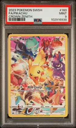 2023 POKEMON SWORD AND SHIELD CROWN ZENITH 160 FULL ART PIKACHU PSA 9 MINT - Image 1