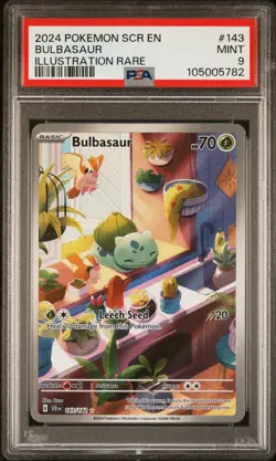 2024 POKEMON SCR EN-STELLAR CROWN ILLUSTRATION RARE #143 BULBASAUR PSA 9 - Image 1