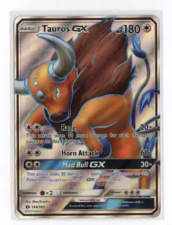Tauros GX (Full Art) 144/149 Ultra Rare Holo SM Base Set Pokemon TCG - Image 1