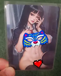 SCARY BRUNETTE TEMPTRESS FOIL WAIFU ANIME CARD - Image 3