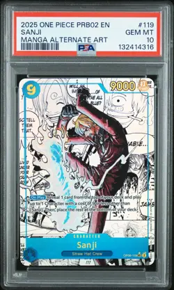 2025 ONE PIECE PRB02-PREM BOOSTER -ONE PIECE CARD THE BEST- VOL.2 SANJI PSA 10 - Image 1