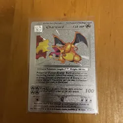 CHARIZARD 4/102 Base Set Vintage Silver Foil RARE Fan Art Display Card MINT - Image 3