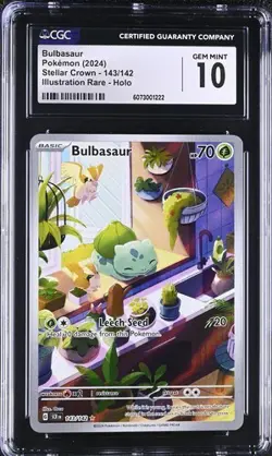 CGC 10 Bulbasaur 143/142 Sv07 Stellar Crown Holo Illustration Rare Pokemon Card - Image 1