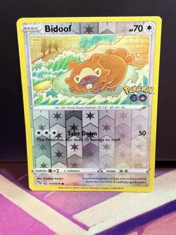 Pokemon TCG Bidoof Reverse Holo Common Card 059/078 Pokemon Go Ditto Peal NM - Image 1