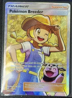 Pokemon Breeder 73/73 Shining Legends Holo FullArt Trainer Pokemon TCG Card - Image 1