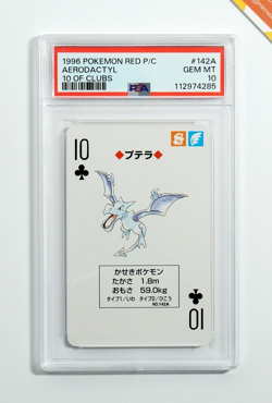 Pokemon PSA 10 Aerodactyl #142A 10 Of Clubs Red Card Poker 1996 Japanese - Image 1