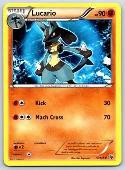 Lucario - BW Plasma Storm 77/135 Ken Sugimori Pokemon Card LP - Image 1